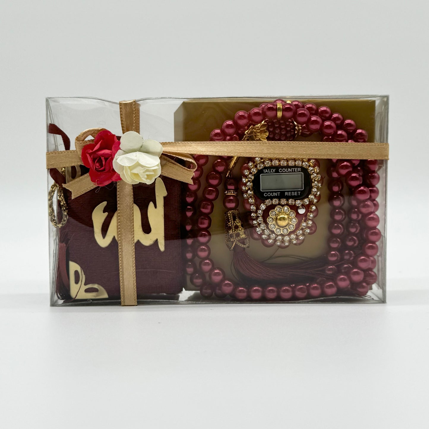 Hochwertiges islamisches Geschenkset mit Minikoran fürs Auto, Tesbih und digitalem Tesbih